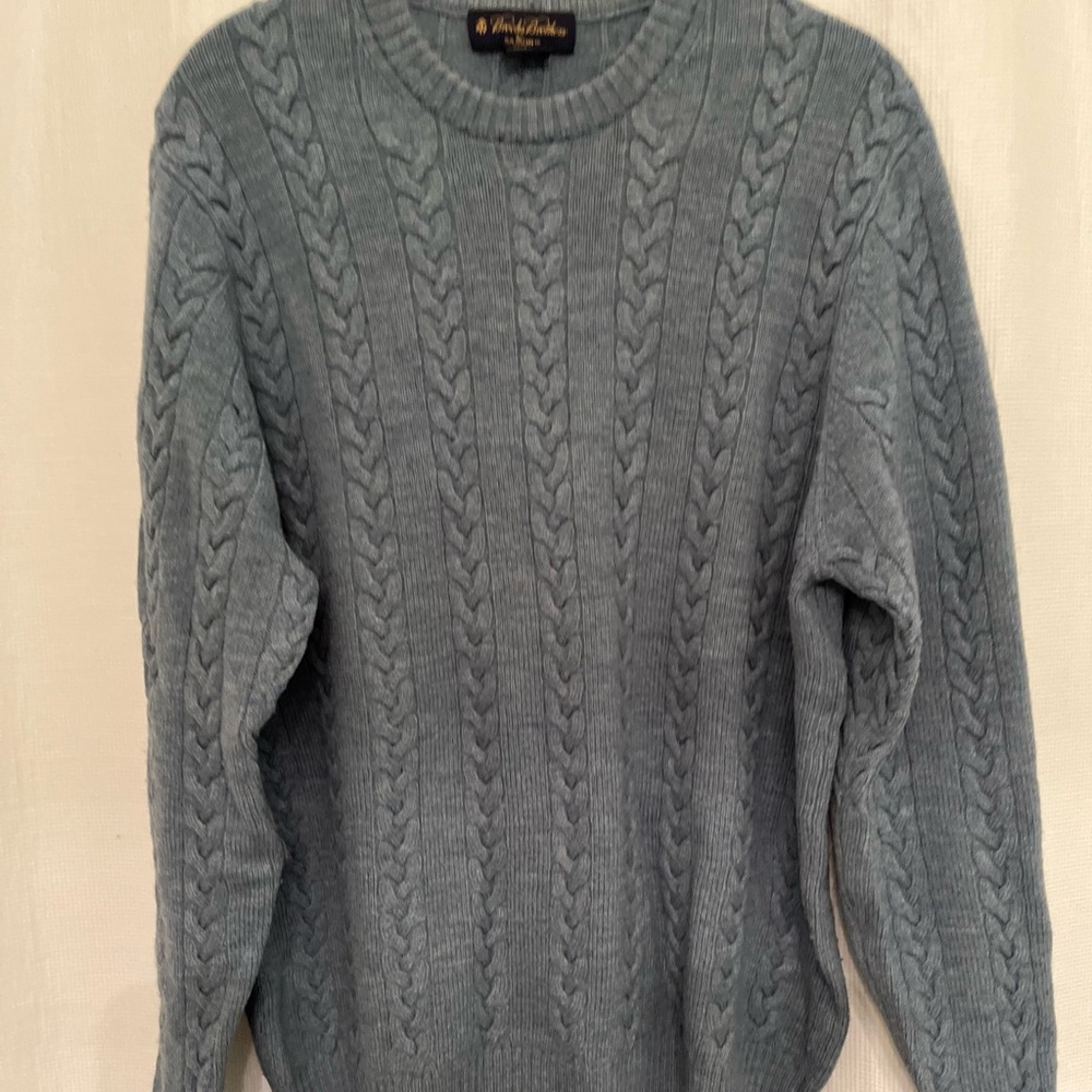 Brooks Brothers Light Blue Cable Knit Crewneck Sweater